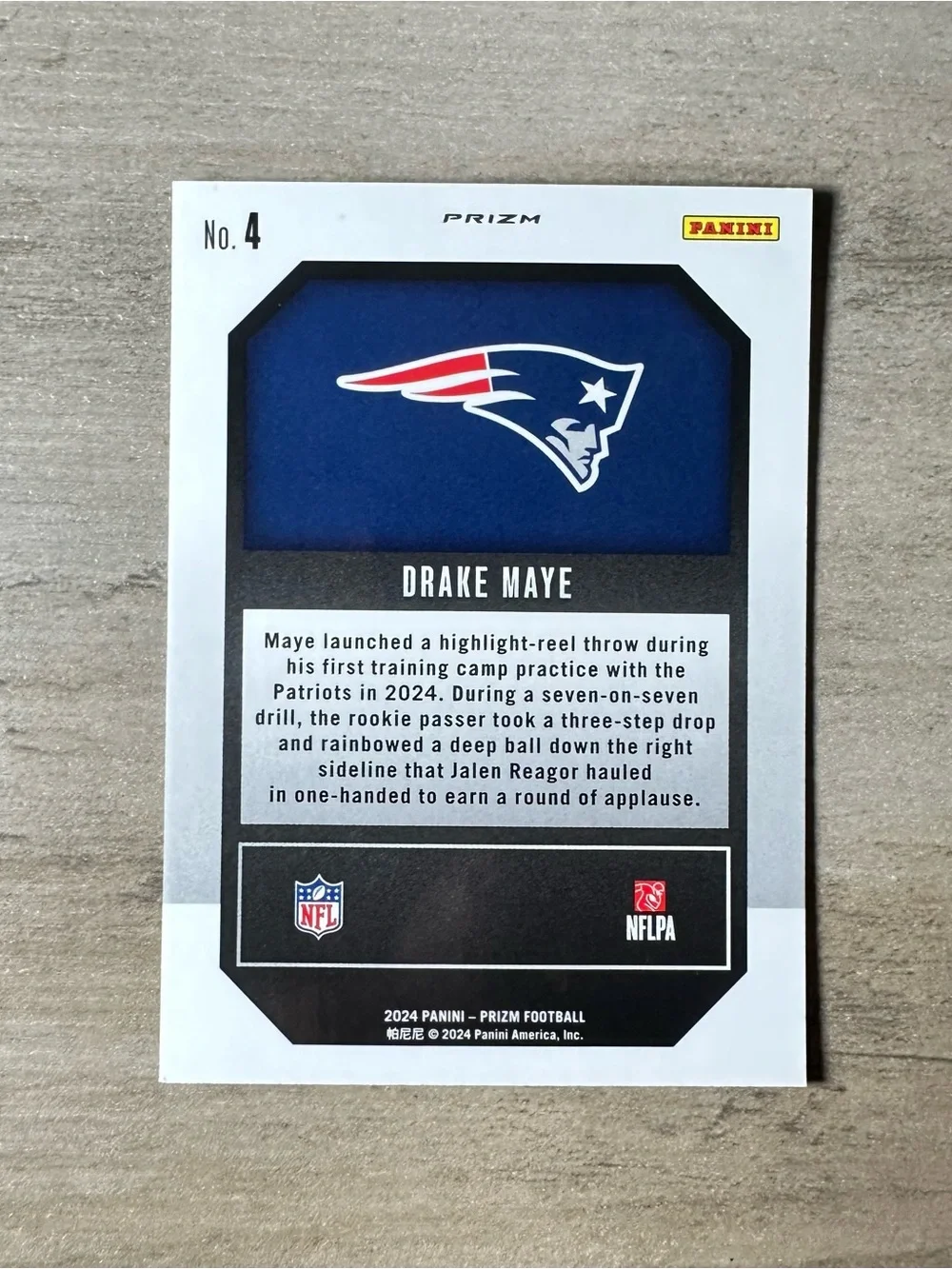 Drake Maye Signed Rookie 2024 Panini Prizm #4. Autograph. New England Patriots. - Picture 9 of 9